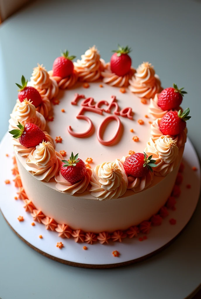 cake with the word racha and 50 in the center