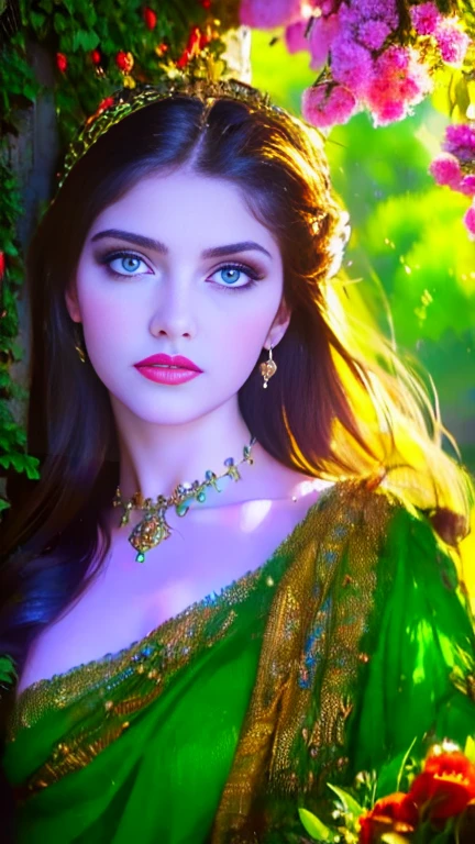 A girl in a garden,half:illustration,beautiful detailed eyes,beautiful detailed lips,Extremely detailed eyes and face,long eyeslashes,High Resolutions,ultra detailed,fotorrealist,vivid colors,bokeh,Portraits,warm tones,soft lighting, (The best quality,4k,8k,High Resolutions,masterpiece:1.2),ultra detailed,(realist,fotorrealist,fotorrealist:1.37),classical,Amazing,beautiful detailed eyes,beautiful detailed lips,Extremely detailed eyes and face,long eyeslashes,oil painting style,Canvas texture,old fashioned dress,Golden lighting,Garden landscape,colorful flowers,romantic atmosphere,vintage colors,soft sunlight,serene expression,elegant pose
INFO