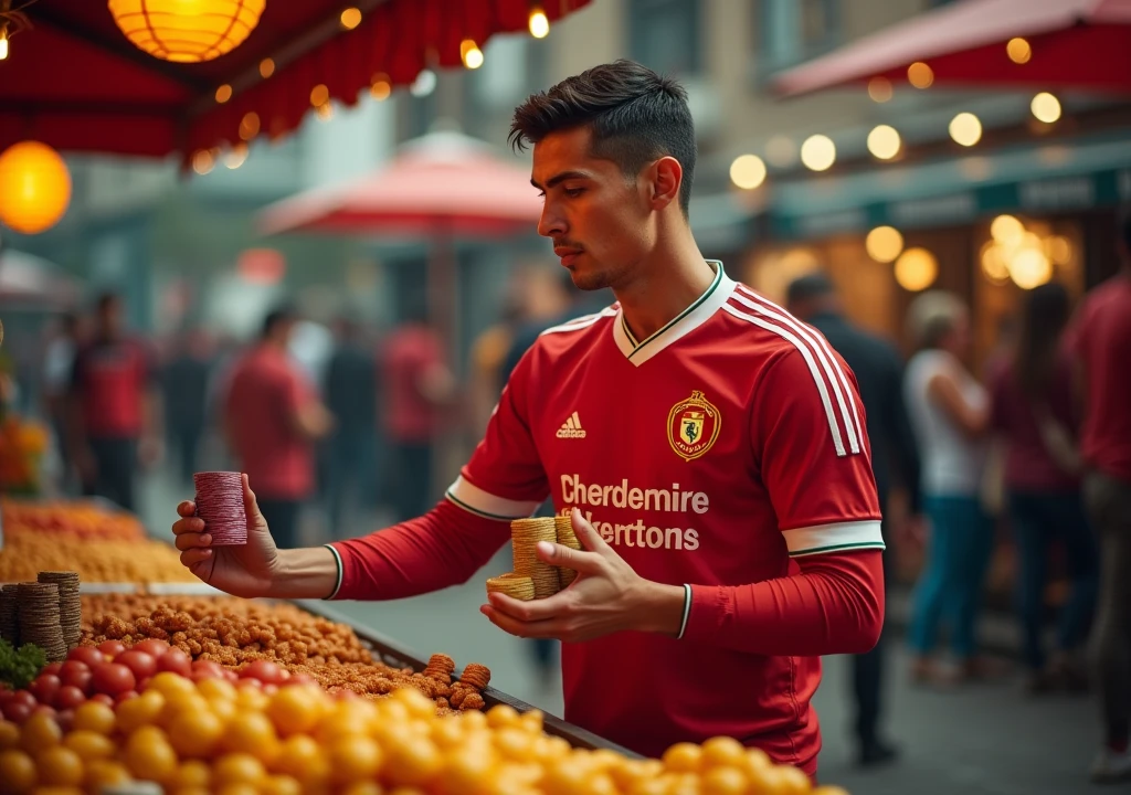 Ronaldo selling chips in bazzar