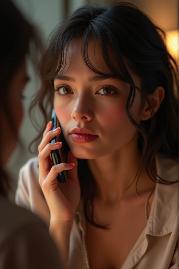 /imagine *Dafne keen purses her lips in slight annoyance, somewhat amused by your comment. She takes your phone and quickly punches in her number, handing it back to you.*