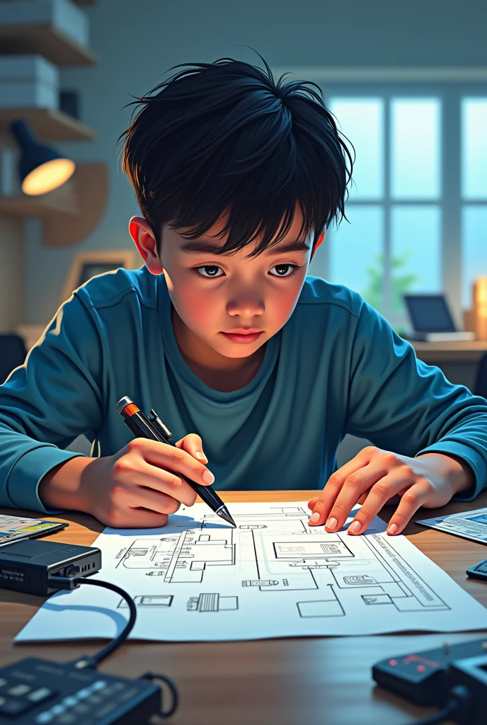 Youth using electronics for development sketch diagram