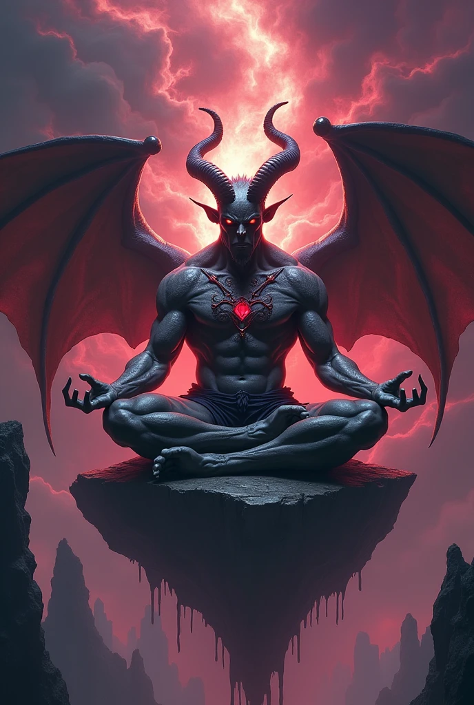 Male demon meditating