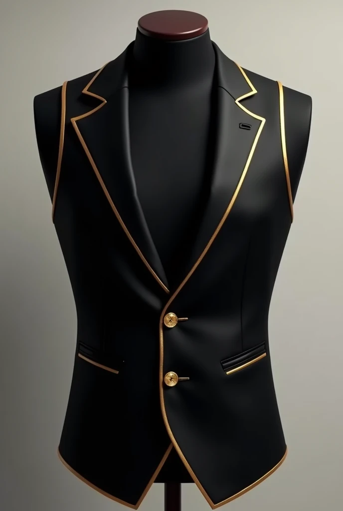 Vest only for men color black with outline of gold