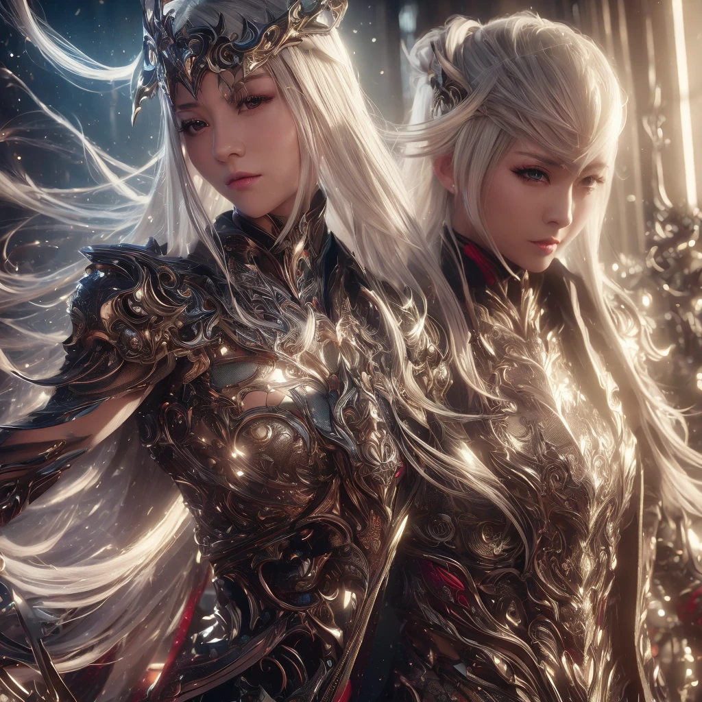 top-quality、8K Masterpiece、超A high resolution、(Photorealsitic:1.3)、Raw photo、女の子1人、silver white hair、glowy skin、1 Cyberpunk Super Beautiful Soldier、((super realistic details))、portlate、globalillumination、Shadow、octan render、8K、ultrasharp、beauty breast、metals、cold color、、highly intricate detail、Realistic light、CGSoation Trends、Beautiful eyes、radiant eyes、Facing the camera、neon details、sexy armor,