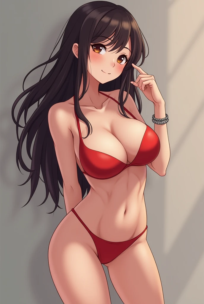 make an anime girl with very little clothes and a big bust