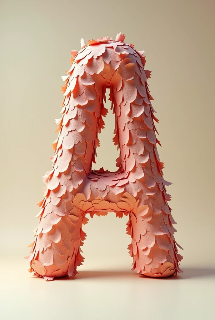 Create a 3D piñata letter A out of textured paper with no background facing forward