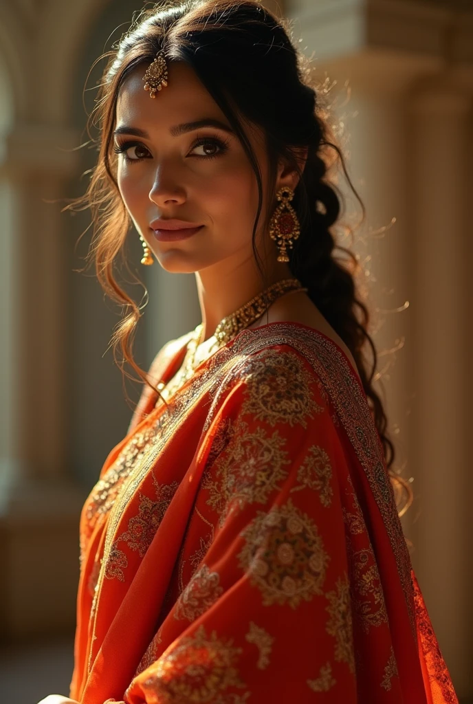a beautiful indian woman in salwar kameez, detailed face, big eyes, long lashes, full lips, detailed skin, graceful movement, intricate textile patterns, dynamic pose, soft lighting, warm color tones, cinematic composition, masterpiece, 8k, high quality, photorealistic, intricate details naked from lower side