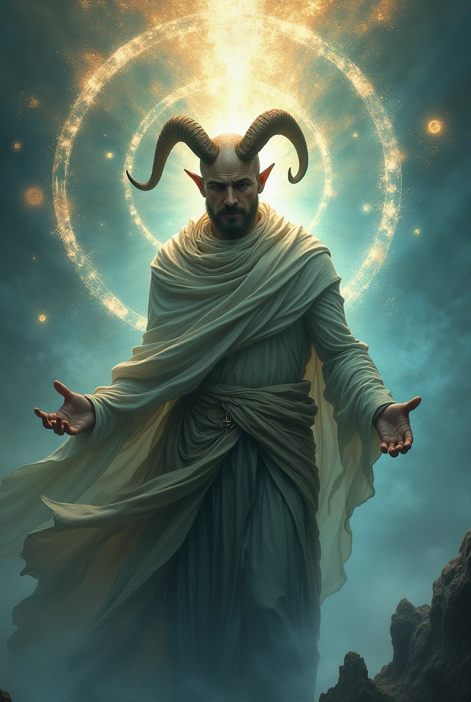 Man with horns making an astral journey