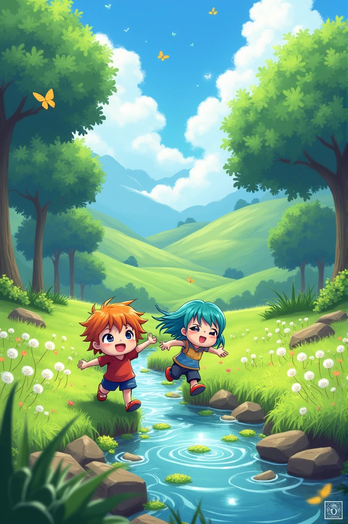 Generate childhood images of Rudeus and Sylphy from Mushoku Tensei