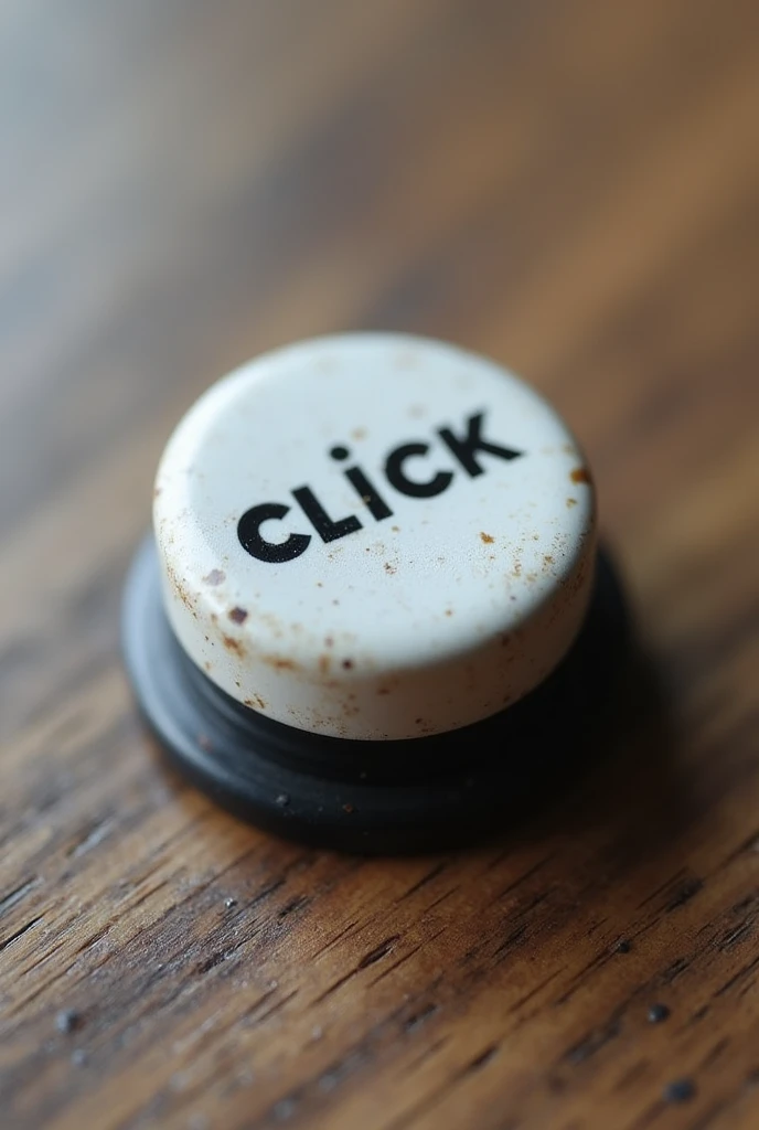 2D click button labeled "CLICK"。The color is black on white。A design that evokes a sense of wabi-sabi while still maintaining a modern appearance。Everyone who sees it will want to press it。Such a button。