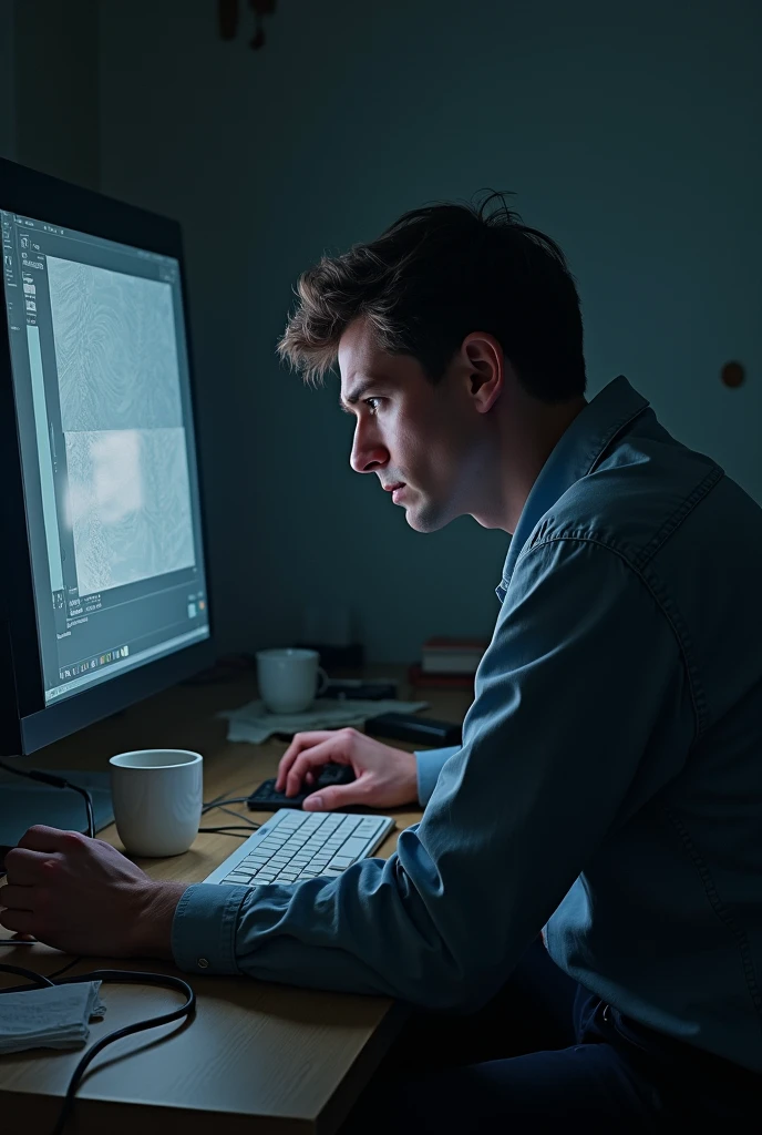 A man sad because he doesn&#39;t know how to use Photoshop 