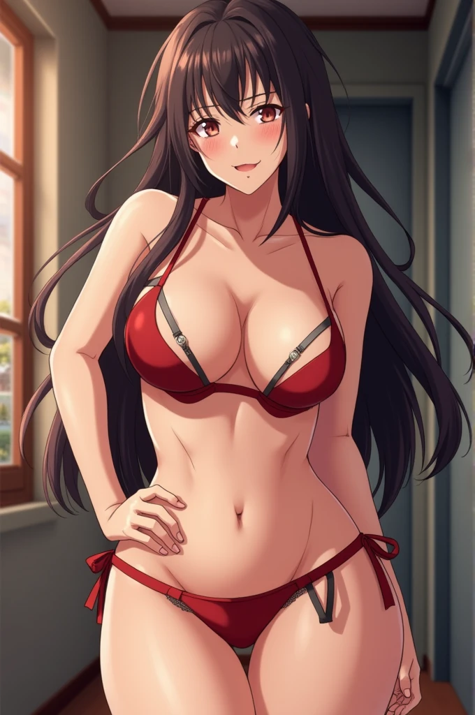 As a busty woman with a big ass in a thong and a mini bra anime 