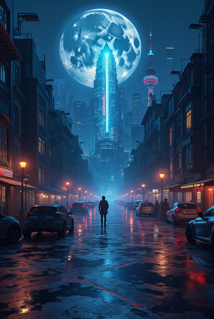 (insanely detailed:1.5), (high quality:1.5), hyper-detailed, best quality, incredibly absurdres, unreal engine, unity 8k, sense of depth, super fine illustration, 8k wallpaper, (photo background:1.3), beautiful, (breathtaking scenery:1.3), (vivid:1.4), colorful lighting, breathtaking beauty, breathtaking art, reflection, incredible art, perfect light reflection, dark night scenery BREAK moon, moonlight, huge electronic object BREAK circuit board, electronic designs, intricate connections, technological aesthetics, modern influence, abstract art