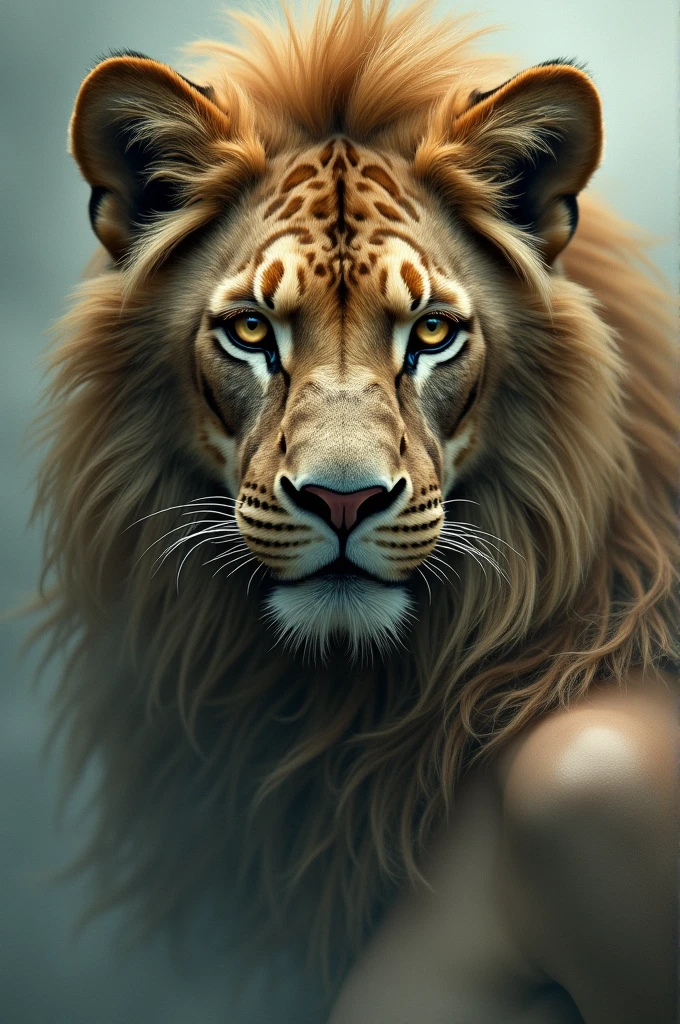 Woman face with lion face