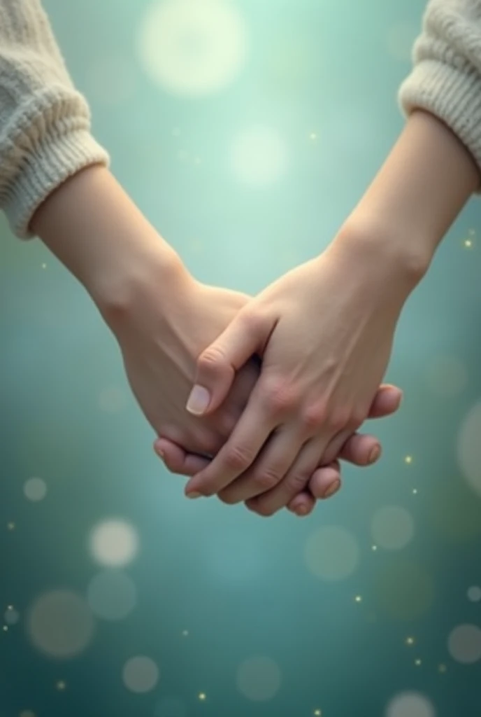 Intertwined hands on blue and green background
