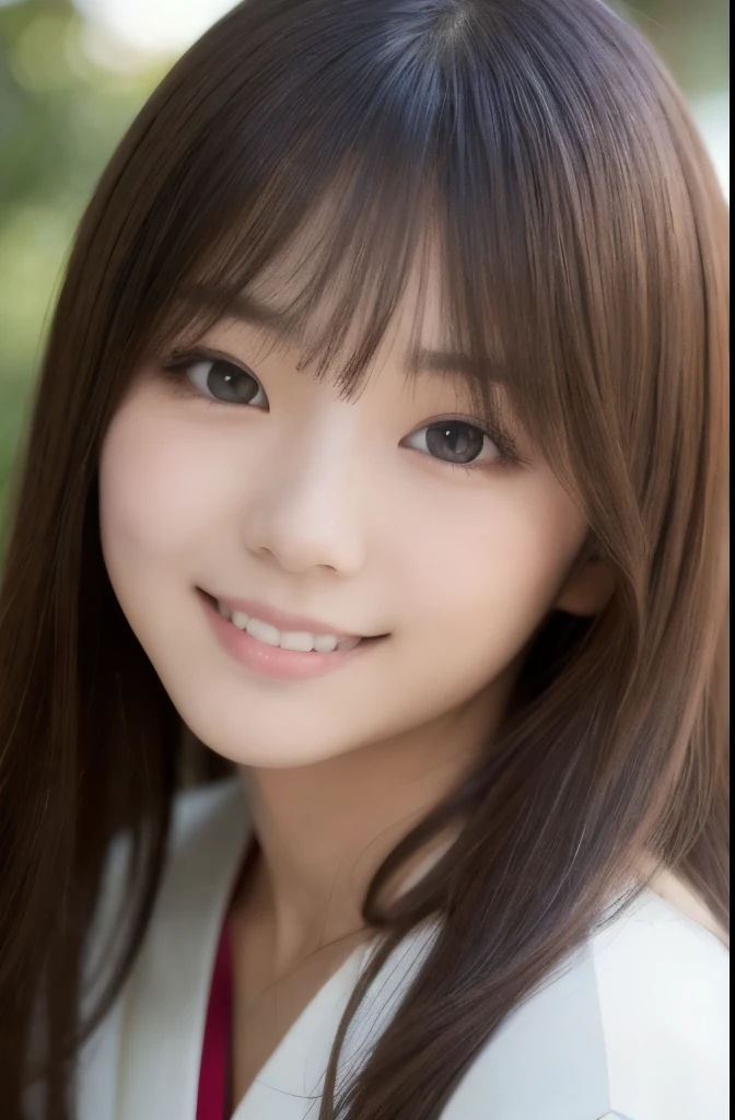 best quality, face focus, soft light, ultra high res, (photorealistic:1.4), RAW photo,(Shinozaki Ai), white skin, kawaii, 1 Japanese girl, solo, cute, (smile), (pupil, lights in the eyes), detailed beautiful face, Medium-sized ,(high resolution detail of human skin texture),(long hair),(portrait), upper body, white traditional kimono,