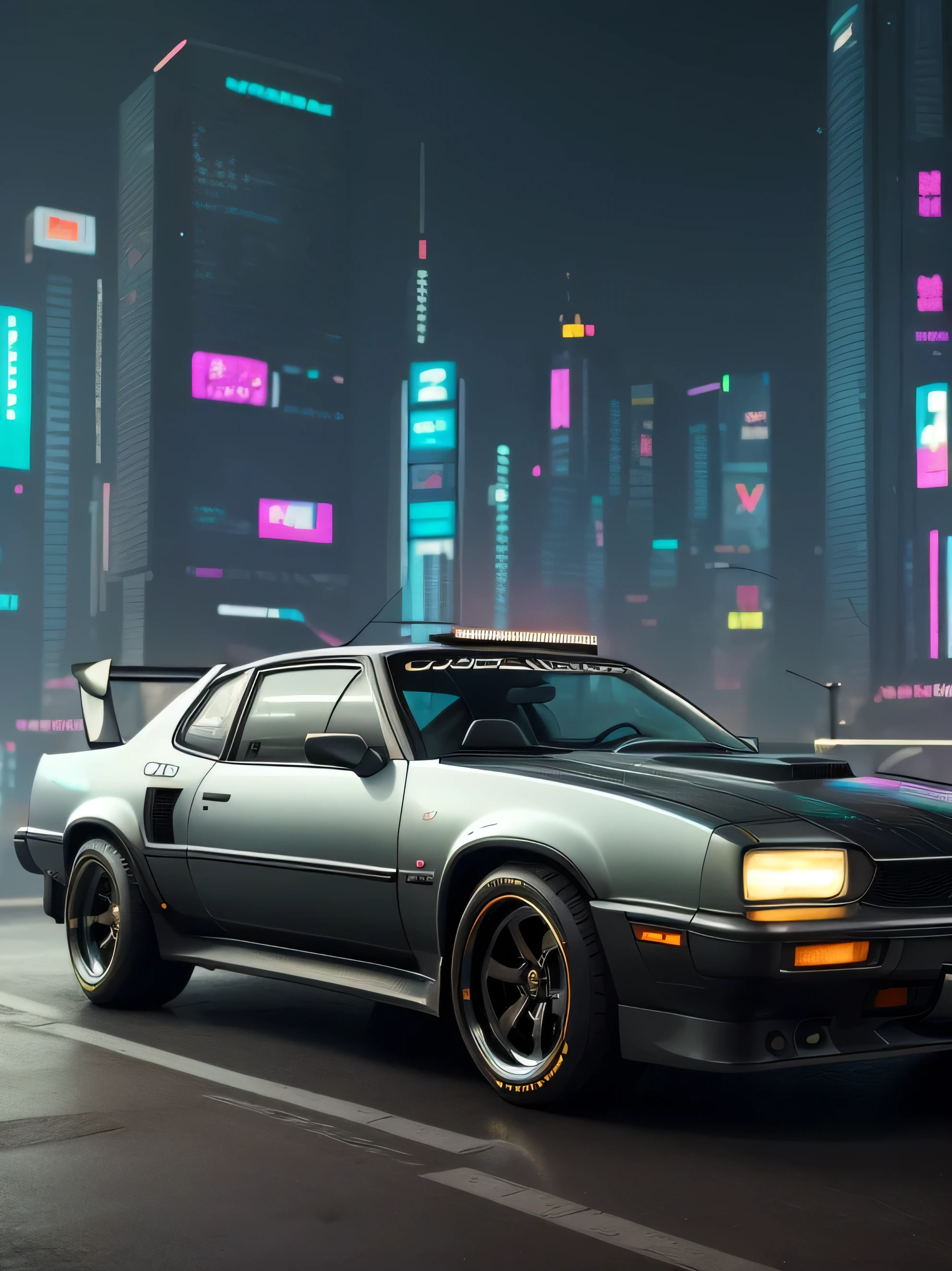 (at late night:1.3), , (detailed beautiful skin textures, detailed beautiful face, ultra detailed clothing textures), , (Cyberpunk:1.4), , (an ultra detailedfour-on it and letter-tyres), , (3/4 front view, The car is in the center of the frame), , (at parking area, at ultra detailed Night City of Cyberpunk), ( classic car,chevrolet capris ls 1990, with cyberpunk custumed), , (softlighting), , (masterpiece, best quality:1.4, 8k, ultra detailed, illustration, distinct_image, intricate_details, delicate illustration), (realistic:0.15),