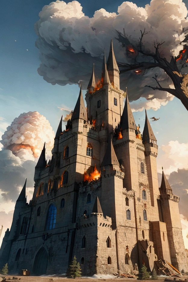 (Quality words: masterpiece, best quality, More quality words) ,(Painting style: brightly),(Scenes: Broken cities,mountain ranges),(Charizard: 1.3, Big scene),(Dragon Slayer Army: 1.2, Fire light changes),(Personas: warriors,Bitter and cold, the detail: 2guys),(light and shadow effect: Light exposure,The ground is cluttered with shadows),Turbulent breath,Tornado sound。(The details are obvious,The main body is eye-catching)