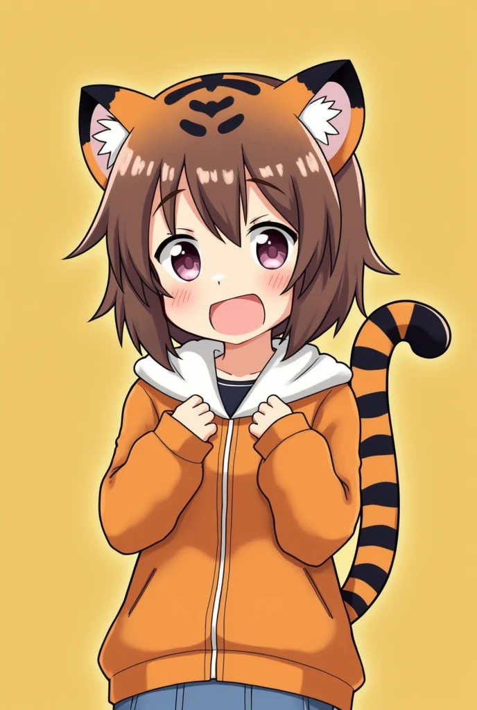 pretty girl、small、Imaginary characters、icon、Tiger personification、Looking up、Embarrassing