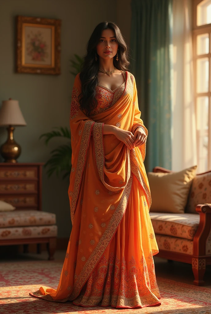 A beautiful full dress woman at Salwar kameez home.