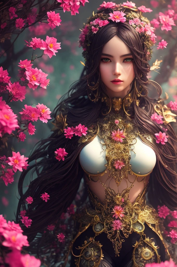 Imagine that the skin of this creature girl looks like it was made of a fishing net, with leaves and flowers growing on her body. Digital Epic Fantasy, Symmetrical Concept Art, Sinister Fantasy Illustration, Symmetrical Epic Fantasy Art, Epic Fantasy Science Fiction Illustration, Epic Fantasy Art Style, Epic Anime Art, Symmetrical Fantasy RPG Portrait, Anton Fadeev and Dan Mumford, (Masterpiece, Top Quality, Best Quality, Official Art, Beauty and Aesthetics: 1.2), Extreme Detail, (Fractal Art: 1.3), Colorful, Most Detailed, Full Body Pose, Cute Surrealist Photo, 8 K, Octane Beautifully Rendered, Very detailed, intricate, epic composition, cinematic lighting, masterpiece, art station trend, very, very detailed, stunning, HDR, smooth, sharp focus, high resolution, award-winning, award-winning photo, DSLR, 5 0 mm