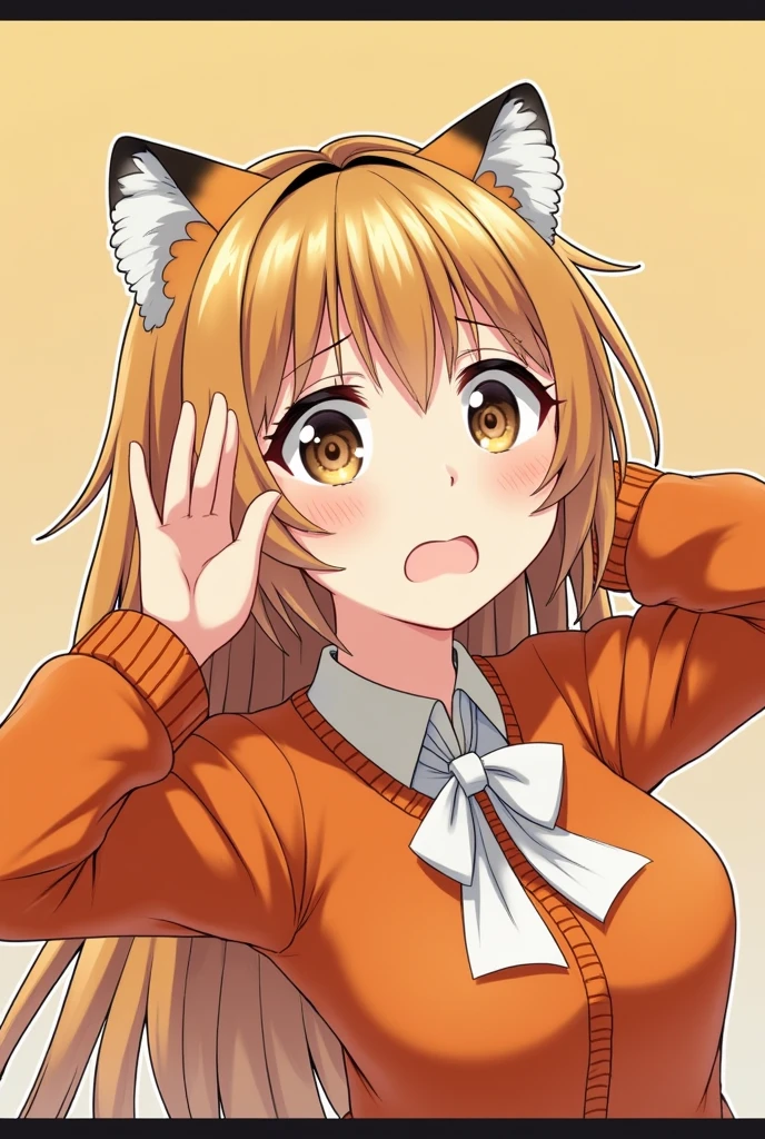 pretty girl、Imaginary characters、icon、Tiger personification、Looking up、Embarrassed