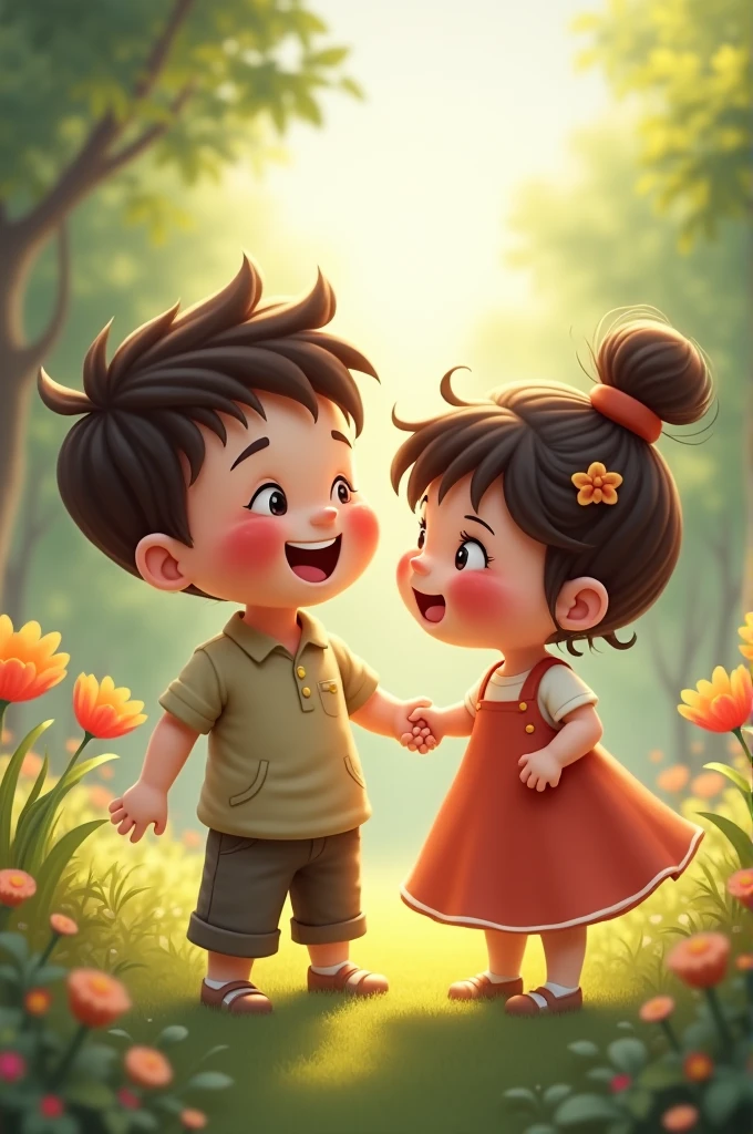 A boy with chubby girl 