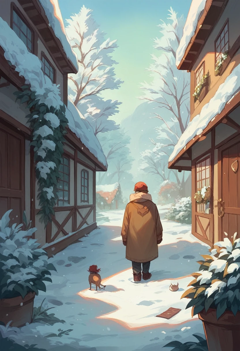 European garden,snow