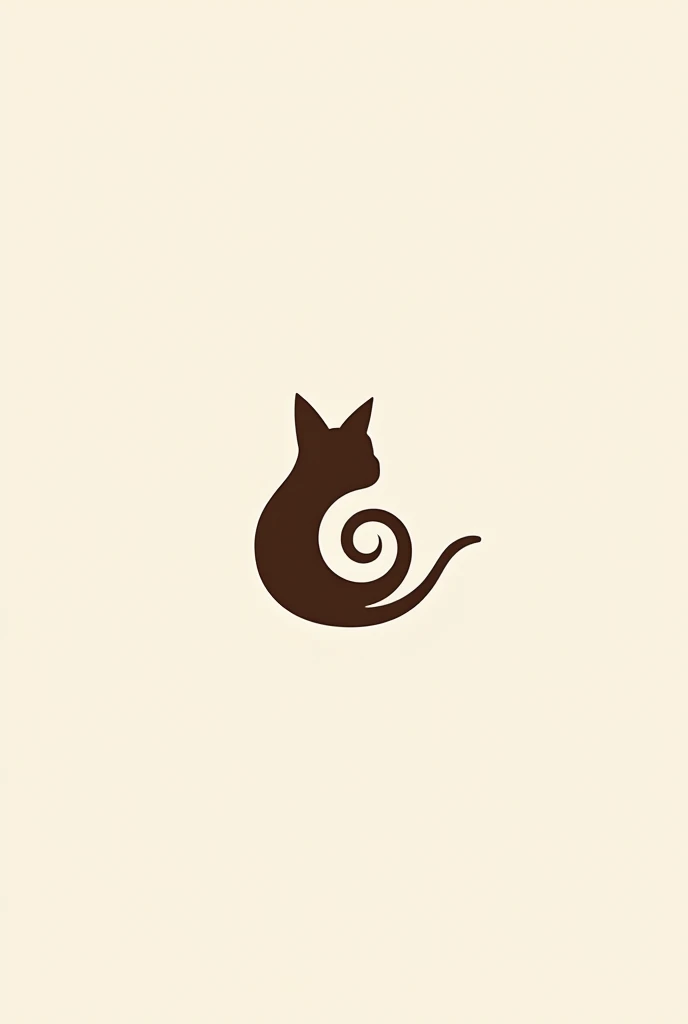 An abstract design where a cat's ears or tail are part of a more abstract symbol such as a spiral. (which can represent the aroma of coffee) or a circular shape. The idea is to suggest the feline theme in a more subtle way..