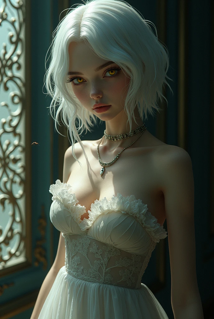 (Masterpiece - Ultra-Detailed, High Resolution) Prepare to be enchanted by a true masterpiece that combines ultra-detailed art with high-resolution rendering. This work shows a mesmerizing woman, with short, light blonde hair, 1950s style, Marilyn Monroe (1.3) and captivating brown eyes (1.2),(brown eyes) New York illustration style, wearing red lipstick, emanating an aura of elegance and mystery. Wearing victorian classic 1950s clothing. sexy. Intricate details and realistic textures invite you to explore every aspect of this enchanting composition. Transparent white dress. Walking, writing, lying, standing, on your back, dynamic poses. Get ready to dive into a world where beauty and craftsmanship merge perfectly.