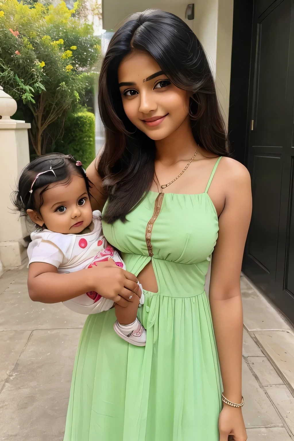 16 years old cute beautiful full hot romantic mood indian girl with smily face with small size boobs with different types of Hair style with stylish trending modern different color full stunning dress with his 2 years old cute little boy  baby with cute full size straight full  hot pic
