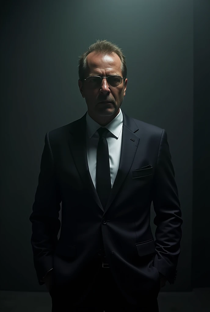 a powerful man in a suit and tie, protagonist, dark atmosphere