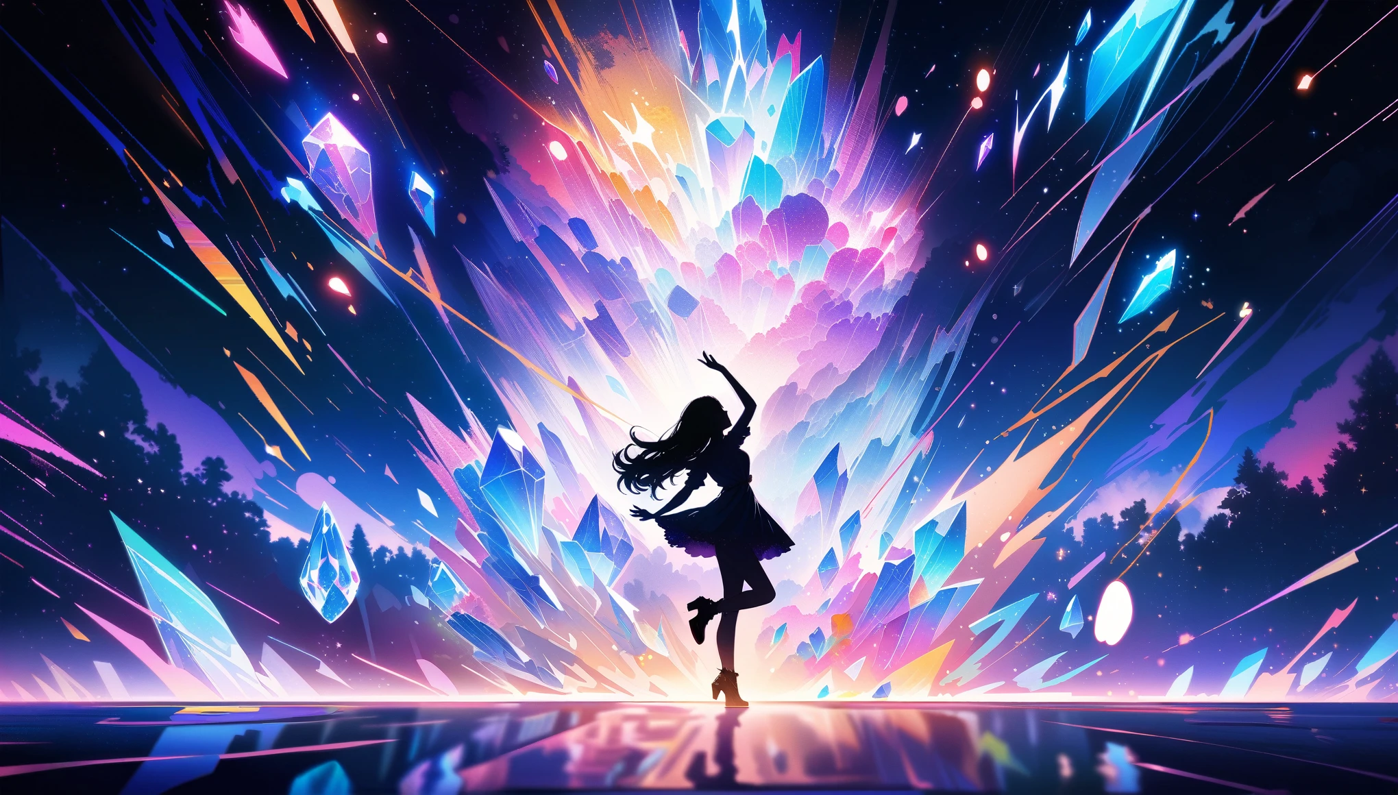 A girl is dancing acrobatically in the starry sky, surrounded by constellations, on black background, white stars and lines forming constellations around her silhouette, light art installation style, high resolution, dreamy effect, fantastic scenery, minimalist design. --ar 3:4 --niji 6, A vibrant, detailed digital painting of an enchanted room filled with magical blue and purple crystal objects, tarot cards, amulets, runes on the walls, shelves, tables, couches, windows, magical artifacts like glowing crystals, ornate wooden furniture. The color scheme is vivid and striking, creating a dreamy atmosphere. colorful illustrations, highly detailed, high resolution, natural lighting, sharp focus, highly detailed illustration, high definition, in the style of octane rendering, hyper realistic. --ar 3:4 --niji 6, ((32k)), ((best quality)), ((ultra high res)), ((HDR)), ((UHD)), ((extremely detailed CG)), ((unity 32k wallpaper)), ((illustration)), 