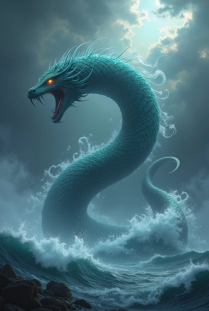 Sea monster
Colossal Size: Massive, serpent-like with a medusa's features.Translucent, Glowing Skin: Allows for perfect camouflage in deep waters.Long Tentacles: Flexible, suction-cup-covered, used for capturing prey.Hypnotic Song: Lures sailors with an entrancing melody.Weather Manipulation: Creates storms to hide its presence and confuse victims.