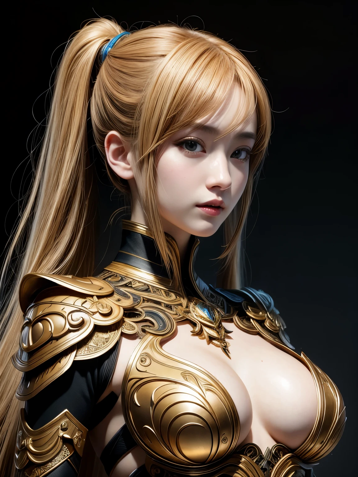 (high quality), (masterpiece), (detailed), 8K, Hyper-realistic illustration of (Japanese girl1.2) wearing (centipede attire1.3), highlighting (delicate facial features1.2) and (long flowing hair1.2). (Upper body1.2) is accentuated, with (intricate armor details1.2) and (soft, pastel colors1.2). In style of Range Murata, trending on Pixiv.