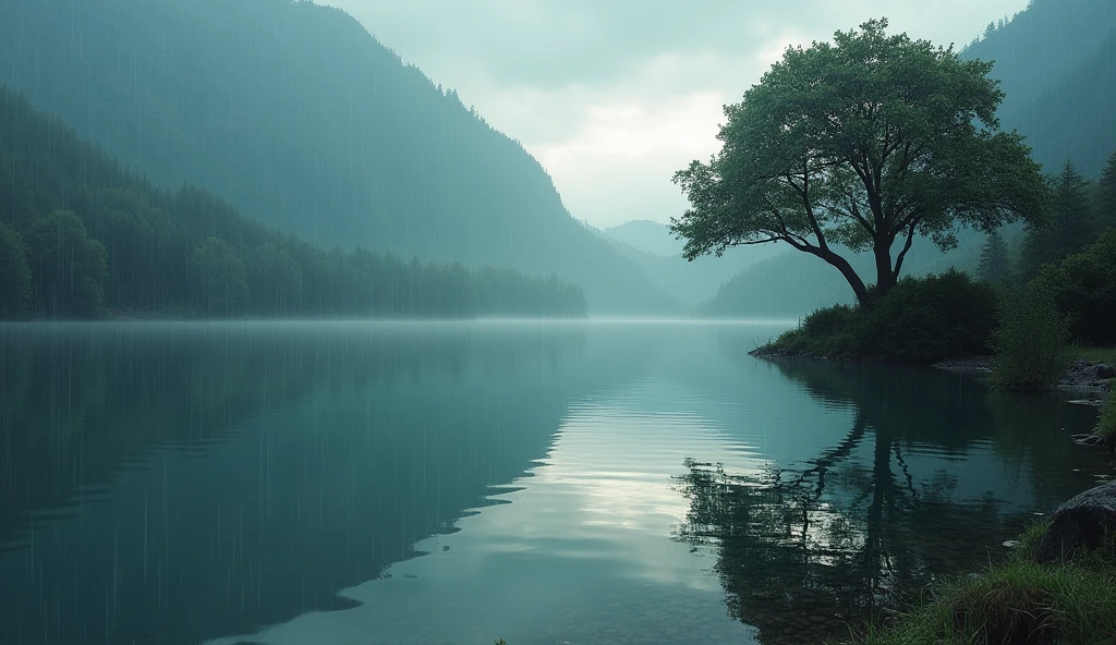 lake、reflection，Imagine，Tree，rain