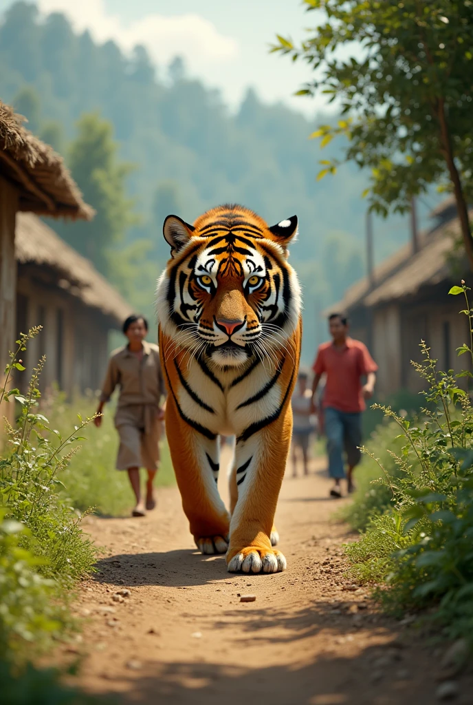 The next day, a real tiger entered the village.