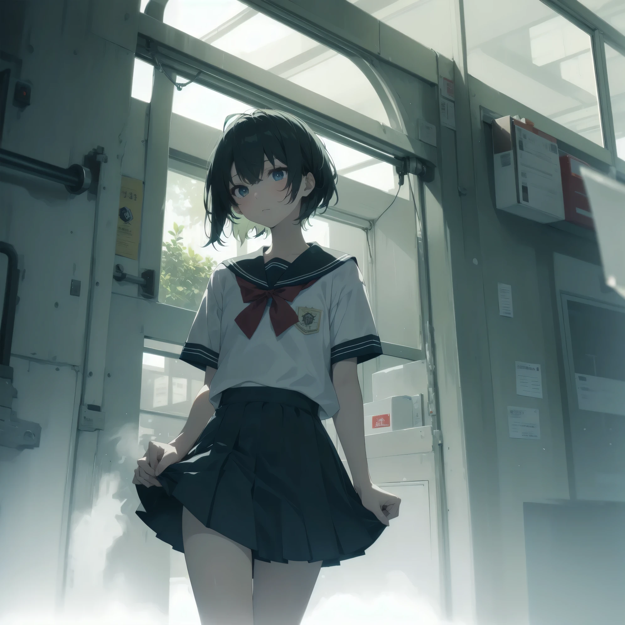 ultra-absurdres-Top quality by artist God, ultra-detailed, high resolution, anime moe artstyle, best anime 8k konachan wallpaper, pixiv contest winner, pool:2810, perfect anatomy,break, 1girl, (Please draw a girl walking sleepily to school alone. )break,(Solo,little female, 13-year-old:1.3),Full limbs, complete fingers,a junior high school student, (very short hair), short cut, flat chest, , small butt, small black eyes, beautiful detailed eyes, well-proportioned iris and pupils, expressive eyes, highres detailed hair, soft expression, salor school_uniform, sailor collar, serahuku, bow, pleated skirt,(Detailed Lighting), (Detailed background), in the School commute route. break,super detailed skin, Best cinematic lighting powered by famous artist, 8k,beauty illustration,photoshop_(medium),very aesthetic,break,((artist:ishikei )), artist:clamp ,artist:carnelian ,artist:kantoku ,
