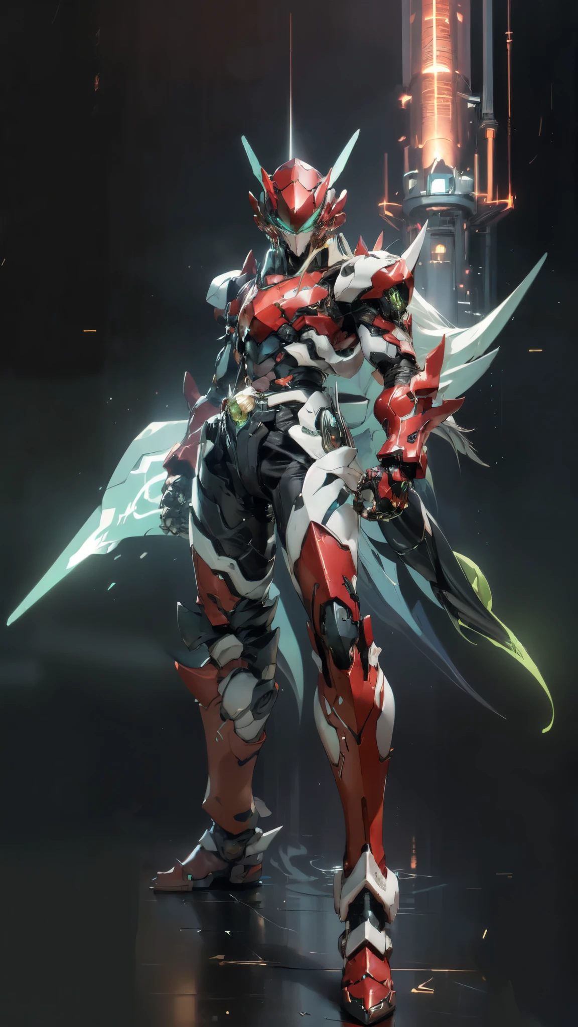 (masterpiece:1.5, best quality:1.5, extremely delicate:1.5), a man wearing a full-face helmet, a fantasy-style biotech armored combat suit, green eyes, (a composite layered chest armor), fully enclosed shoulder guards, matching arm and leg guards, belt of Neon circuit, (the color scheme is primarily blue with red and black accents), the design balances heavy with agility, a high-tech bio-mecha armor, (Armor Concept Inspired by neon Cyberpunk, stand on the top of a skyscraper in a futuristic sci-fi city), this character embodies a finely crafted fantasy-surreal style armored hero in anime style, exquisite and mature manga art style, (element, plasma, energy, the armor glows), ((male:1.5)), metallic, high definition, highres, ultra-detailed, ultra-fine painting, professional, perfect body proportions, golden ratio, anatomically correct, symmetrical face, extremely detailed eyes and face, high quality eyes, creativity, RAW photo, UHD, 32k, Natural light, cinematic lighting, masterpiece-anatomy-perfect