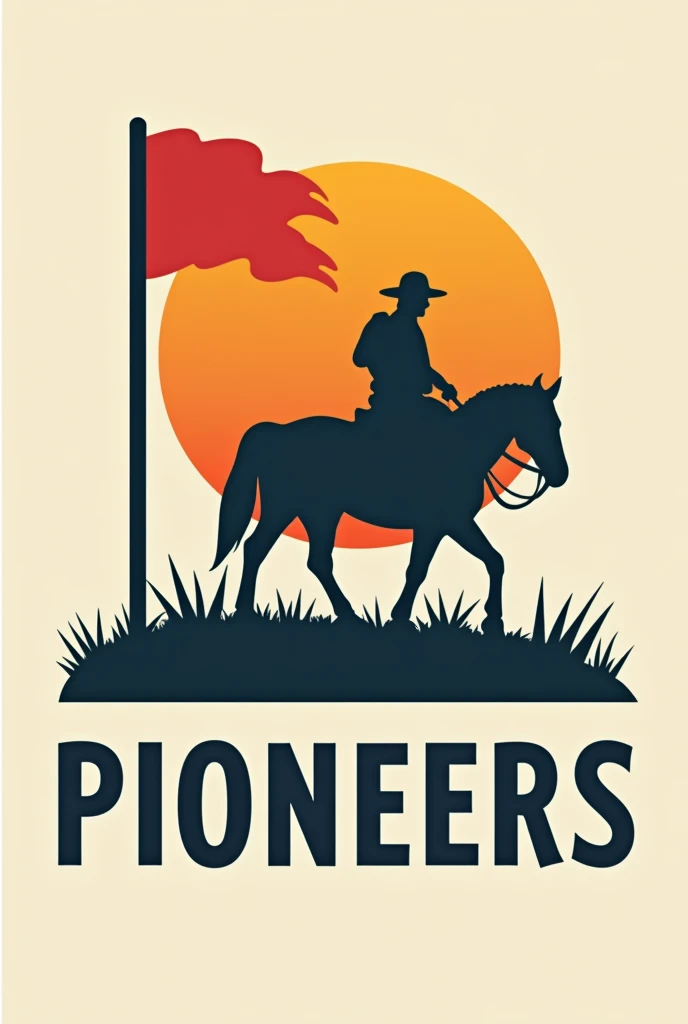 a simple logo for team of pioneer indicating with a flag and text pioneers