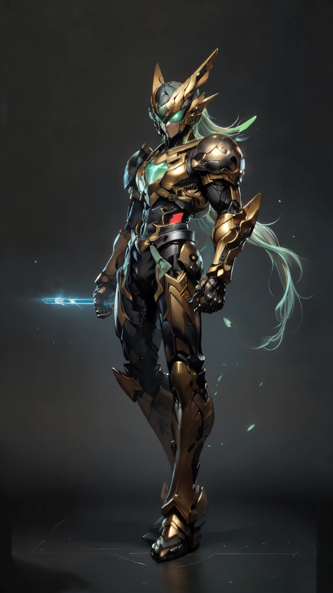 (masterpiece:1.5, best quality:1.5, extremely delicate:1.5, superhero pose:1.5), a man wearing a full-face helmet, a fantasy-style biotech armored combat suit, green eyes, (a composite layered chest armor), fully enclosed shoulder guards, matching arm and leg guards, belt of Neon circuit, (the color scheme is primarily black with green and red accents), the design balances heavy with agility, a high-tech bio-mecha armor, (Armor Concept Inspired by neon Cyberpunk, stand on the top of a skyscraper in a futuristic sci-fi city), this character embodies a finely crafted fantasy-surreal style armored hero in anime style, exquisite and mature manga art style, (element, plasma, energy, the armor glows), ((male:1.5)), metallic, high definition, highres, ultra-detailed, ultra-fine painting, professional, perfect body proportions, golden ratio, anatomically correct, symmetrical face, extremely detailed eyes and face, high quality eyes, creativity, RAW photo, UHD, 32k, Natural light, cinematic lighting, masterpiece-anatomy-perfect