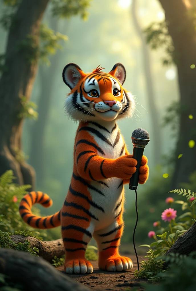 An image of a new reporter
tiger in a forest reporting news