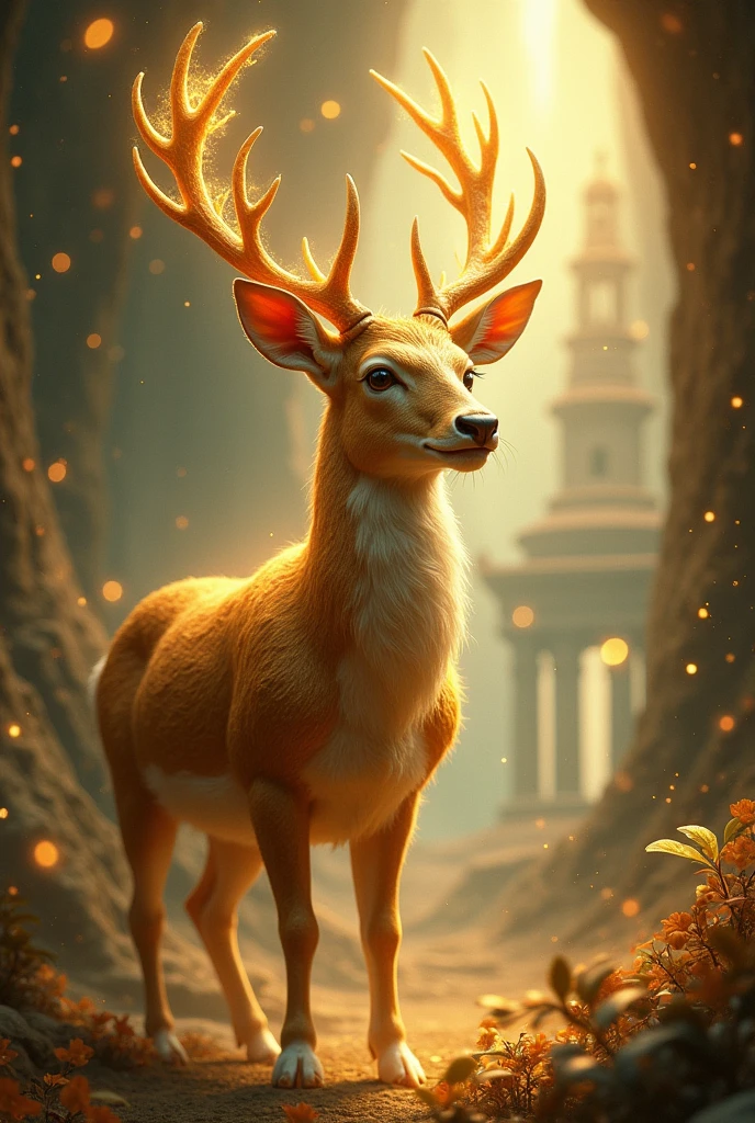 Golden deer face spiritual