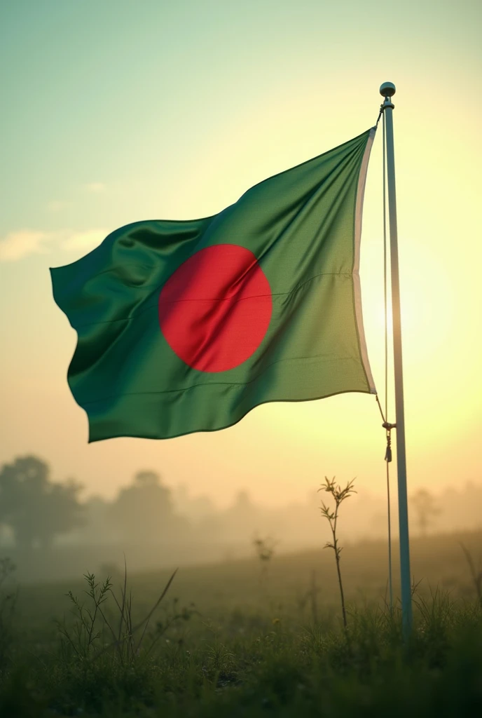 Bangladeshi flag floating around in the morning
