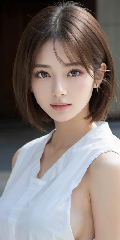masterpiece、Highest quality、High resolution、Tabletop、wallpaper、Realistic、Bright lighting、Professional Lighting、Face Light、Smooth lighting、Japanese women、Adult female、Beautiful woman、The actress appears、gravure、sexy、so beautiful、Beautiful Skin、Beautiful and detailed、Detailed face、slim、Medium chest~big 、short hair、Brunette Hair、Brown eyes、Looking at the camera、Gundam from the neck down、Deep Emotions、Beautiful areola、Beautiful nipples、Opening Yukata、