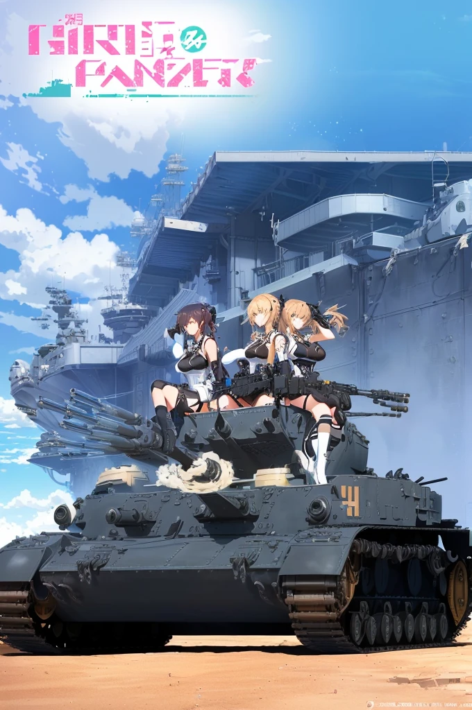 anime girls in a tank with a tank in the background, kancolle, kantai collection style, kantai collection arcade, konpeki no kantai, art of kirokaze pixel, official art, azur lane style, railgun, anime maids riding early tanks, kirokaze, girls frontline style, girls frontline cg