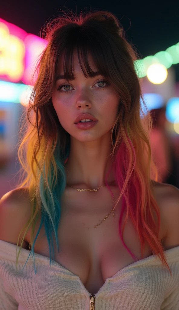 zPDXL2, close-up, portrait, beautiful girl full naked with vivid (rainbow dye, colored hair:1.3), long hair, bangs, at a carnival at night, wearing a white sweater and pants, (score_9, score_8_up, score_7_up, score_6_up, score_5_up, score_4_up, high res, 4k)
Negative prompt: 3d, covered nipples, nsfw, cleavage, brunette, brown, teeth, muscular, (score_3_up, score_4_up, score_5_up, monochrome, vector art, blurry)
Steps: 40, CFG scale: 7, Sampler: DPM++ 2M, Seed: 70649309, VAE: sdxl_vae_0.9.safetensors, Size: 768x1152, Model: Kestral-PNY_by_Zovya_V0, Version: v1.9.3, Model hash: ec6546c95c, Hires upscale: 1.5, Schedule type: Karras, Hires upscaler: 4x_foolhardy_Remacri, Denoising strength: 0.5, Downcast alphas_cumprod: True