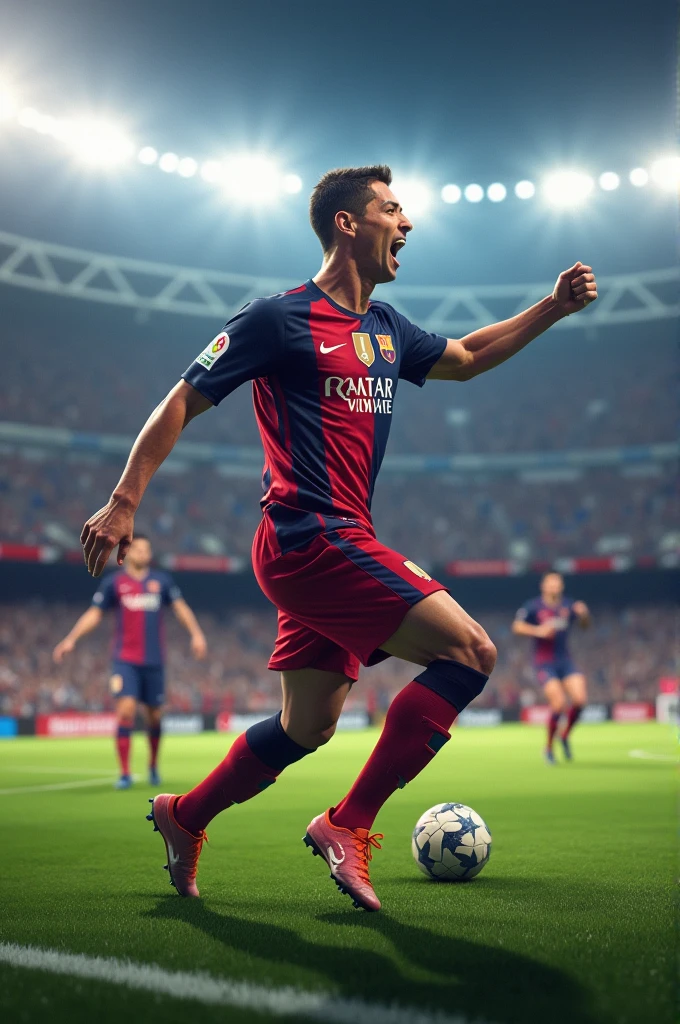 Ronaldo beating Messi