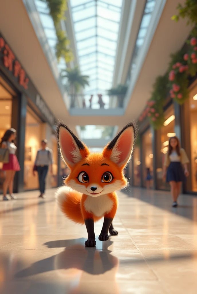 A curious fox in mall