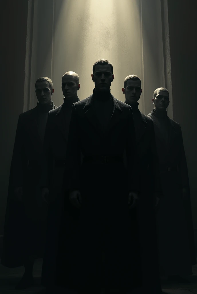 Highlight the senators' faces as shadowed and indistinct, creating a feeling of cold, calculated betrayal